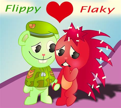 Flippy and flaky - reasons why people ship flippy and flaky. 1 one both of there name begins with f 2 two flaky is red and flippy is green 3 flippy and flaky have opposite personality 4 because people think they are cute together) l really run out of reasons but you can say more reasons in the comments. Flippy is a really gentleman (taking aside Fliqpy.)